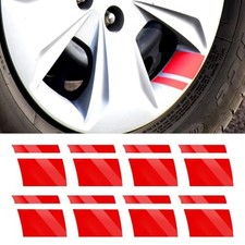 8 PCS Wheel Rim Decal Stripe Car Decal Reflective Car Decal,Size 2.36 x Red