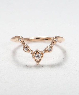 14k Gelbgold ätherisches Stapelband Diamant - Sirziam Größe T 1/2 (UK) 10 (US)