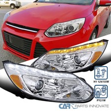 Clear Fits 2012-2014 Ford Focus Led Strip Projector Headlights Lamps Leftright
