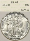 1945-D 50C ANACS MS64 Walking Liberty Half Dollar - Old Soapbox Holder