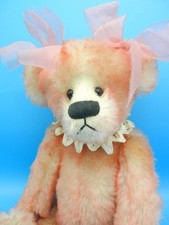 Vintage Artist Bear 16" Gloria Franks of Goose Creek Pink Mohair Lace Collar