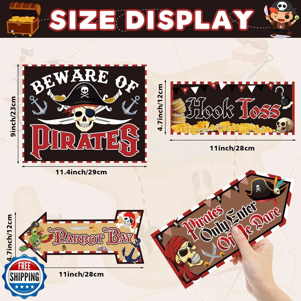 Abilat 20 peças placas de festa pirata decorações cuidado com piratas festa direção - Imagem 3 de 4