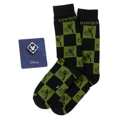Disney Goofy Check Socks and Mickey Mouse Blue Lapel Pin Gift Set
