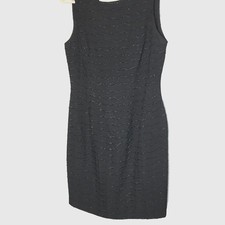 Carmen Marc Valvo Womens Sleeveless Black LBD Dress Beaded Highlights Size 8 Y2K