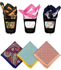 6 PCS Mens Pocket Square Set, 3 Fold Holders, Printed Handkerchiefs, Suit