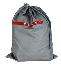 Prada New Auth Medium Gray Vinyl Dust Bag Drawstring Storage Travel 13.25"x15.5"