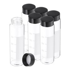 6pcs 50ml Small Clear Glass Vials with Cap Glass Graduated with Label for Lab