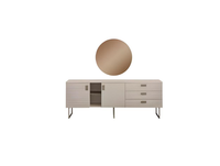 Beige Esszimmer MöBel LuxuriöSe Anrichte Glas Spiegel Esszimmer Set 2Tlg