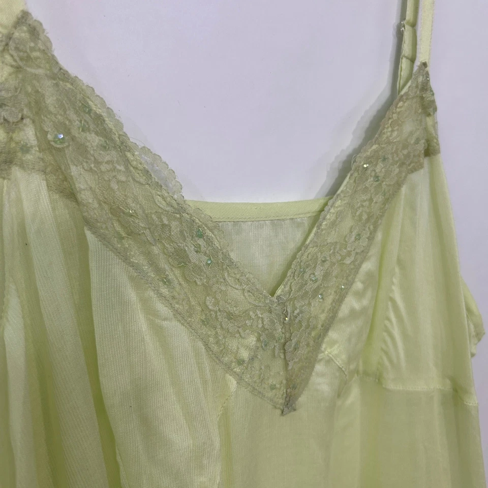 Vestido sin Mangas Vintage Amarillo Pera Encaje Algodón Transparente Fairycore Coqueta Romántico M Foto 3 de 4