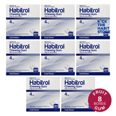 Habitrol Gum 4mg Fruit 1632 Pieces 8 Boxes x 204 pcs Sugar Free 08/2025 and up