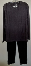 Caribbean Joe cotton blend knit gray/ black pajama set Med