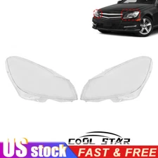 Pair Headlight Lens Cover Fit For Mercedes Benz C Class W204 2011-2015 C180 C200