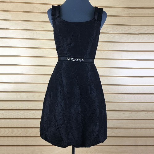 Max And Cleo Fit Flare Party Dress 4 Black Stretch Polyester Lined Knee ...