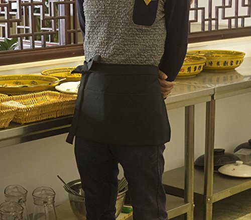 Resist water 3 big Pockets Waist Server Apron Kitchen Restaurant 1 Black - Picture 3 of 7