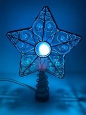 DE COLECCIÓN-MARCO DE ALAMBRE DE PLATA DE FILIGRANA MUY ÚNICO ESTRELLA con CUENTAS IRIDISCENTES ILUMINADAS TOPPER