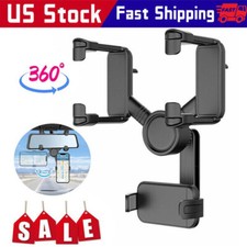 Universal 360 Rotation Car Rear View Mirror Mount Stand GPS Cell Phone Holder US