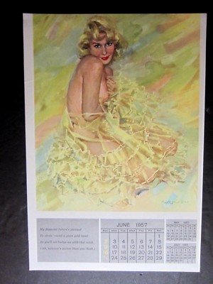 Vintage June 1957 sexy risque pin-up calendar page by Mike Ludlow 8 vintage-june-1957-sexy-risque-pin-up-calendar-page-by-mike-ludlow-8-x-12-ebay