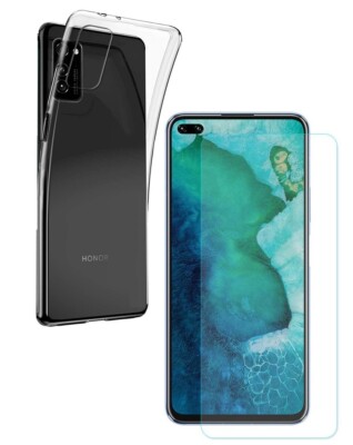 For HUAWEI HONOR V30 / VIEW 30 TEMPERED GLASS SCREEN PROTECTOR + CLEAR TPU CASE