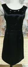 NWT ANN TAYLOR LOFT SZ 10 BLACK SATIN BEADED FRONT NECK SLEEVELESS LEFT SIDE ZIP