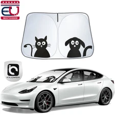 For Tesla Model 3/Y Foldable Car Windshield Sun Shade Visor Cover UV Protection