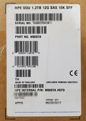 NEW HP HPE StoreVirtual 3000 1.2TB 12G SAS 10K SFF Hard Drive N9X07A 832972-001 