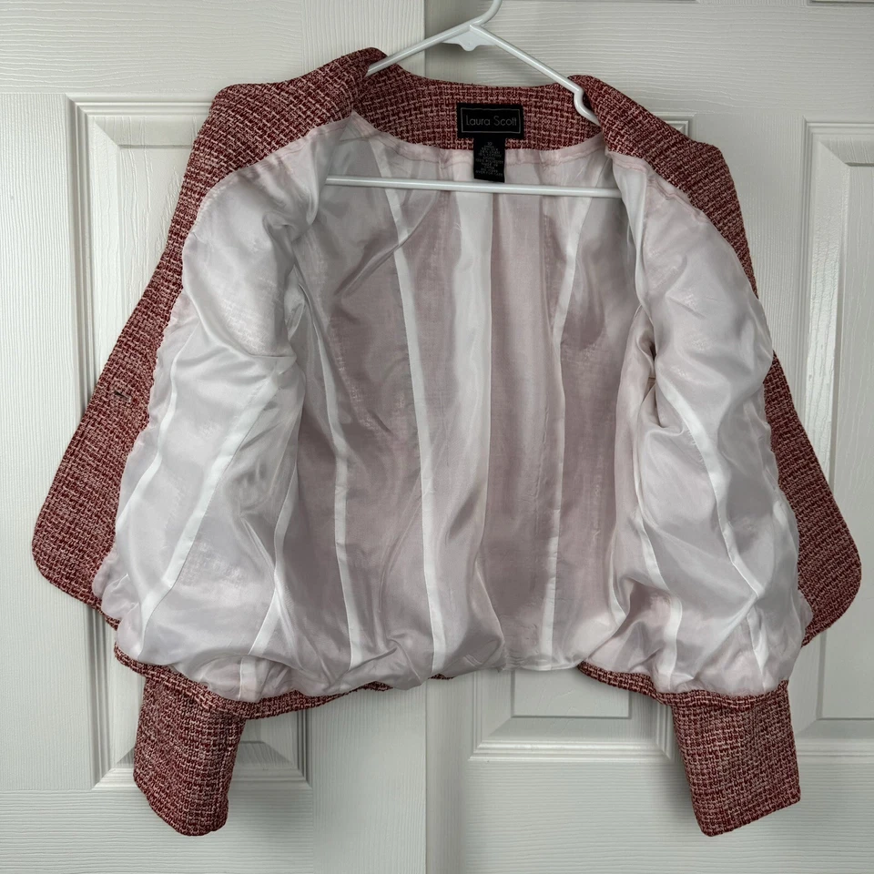 Blazer Laura Scott Rojo Seda Mezcla Lino Talla 10 Foto 4 de 4