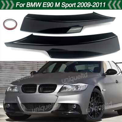 Front Splitter Corner Lip Gloss Black For BMW E90 E91 325i 335i M Tech 2009-2011