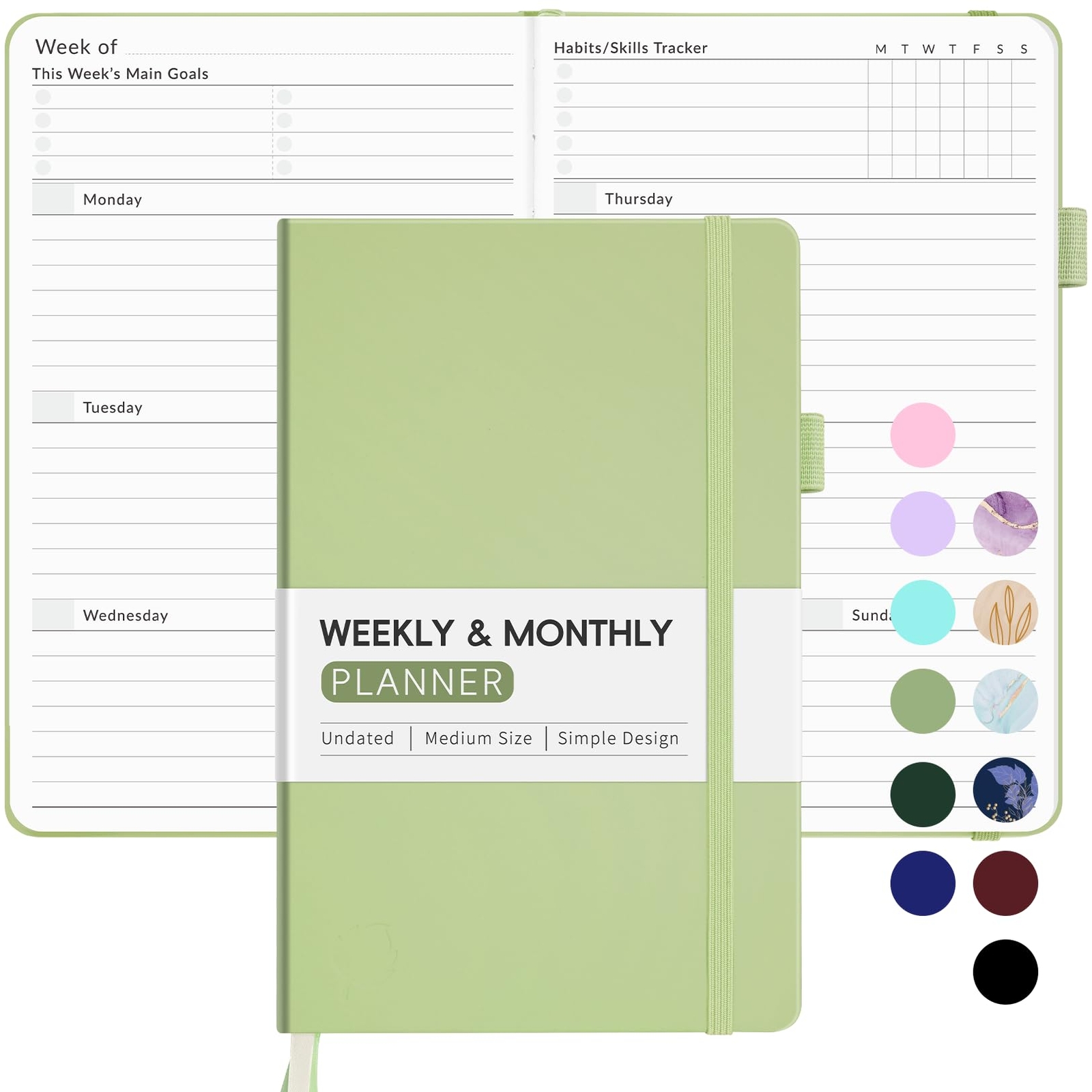 Undated Weekly Planner for 2024-2025 Forvencer Simplified Weekly & Monthly Ca...