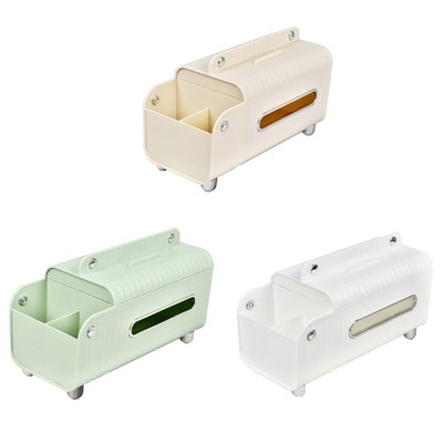 Plastic Paper Box Tissue Holder with 2 Slot Storage Tray Paper Organizer
