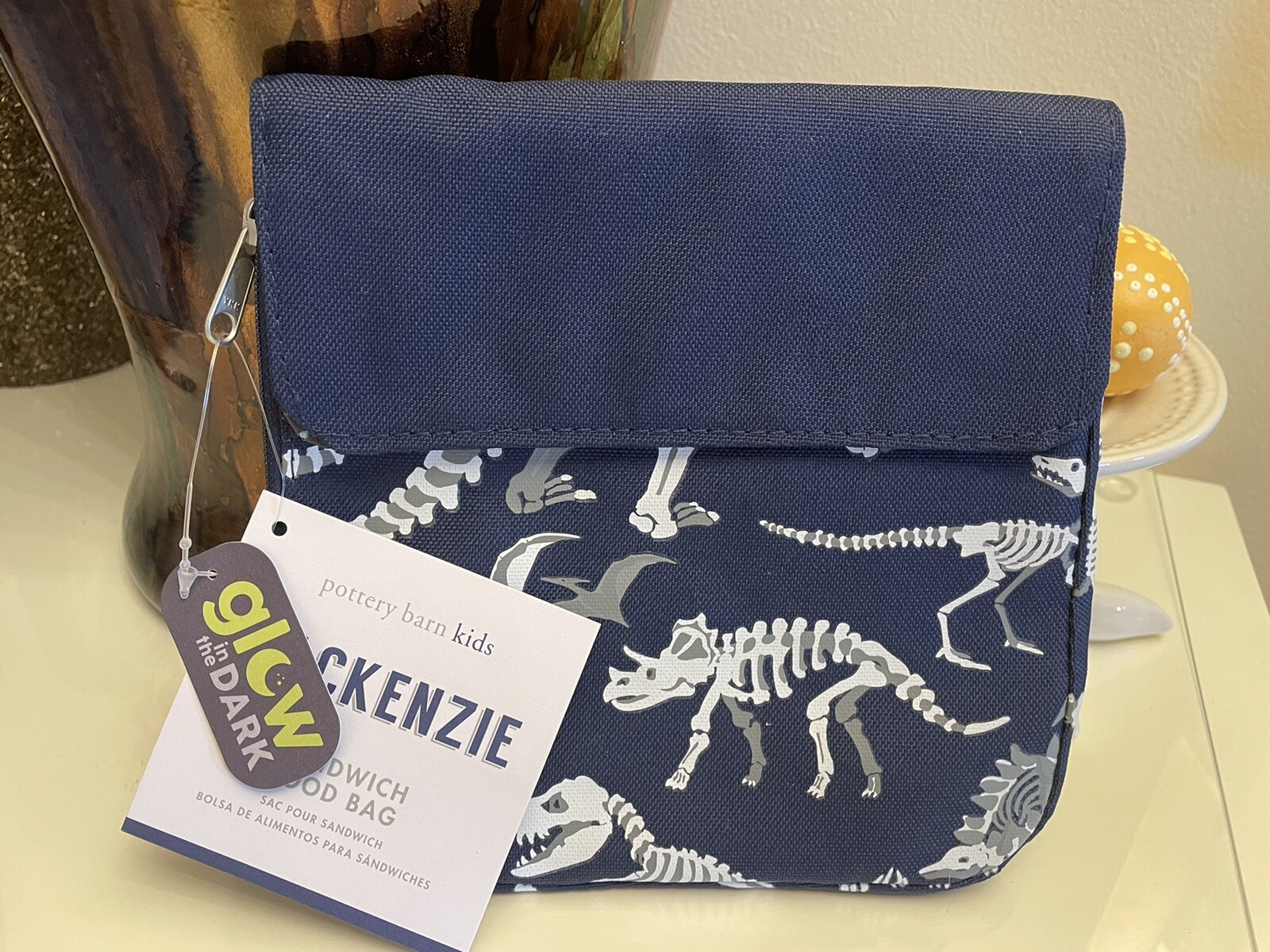 PONY Borsa sandwich dinosauro fienile ceramica ossa di dinosauro scuola ragazzo pranzo snack bagliore scuro.