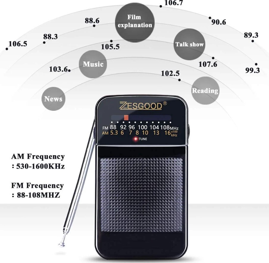 INDIN BC-R2033 Mini AM FM-radio 2-bands radio-ontvanger Draagbare zakradio Ingebouwde luidspreker met kopen vanaf een prijs van 14