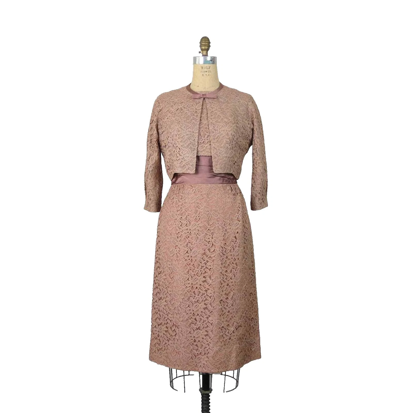 Ropa Vintage formal marrón 1950s para Mujer