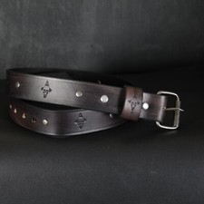 Skull Leather Belt. Studded. 1.5  Wide. Antique BLACK