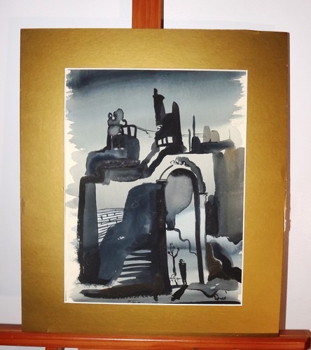 Virginia Dacre Signed Watercolor Cityscape with Lone Figure - Picture 2 of 5