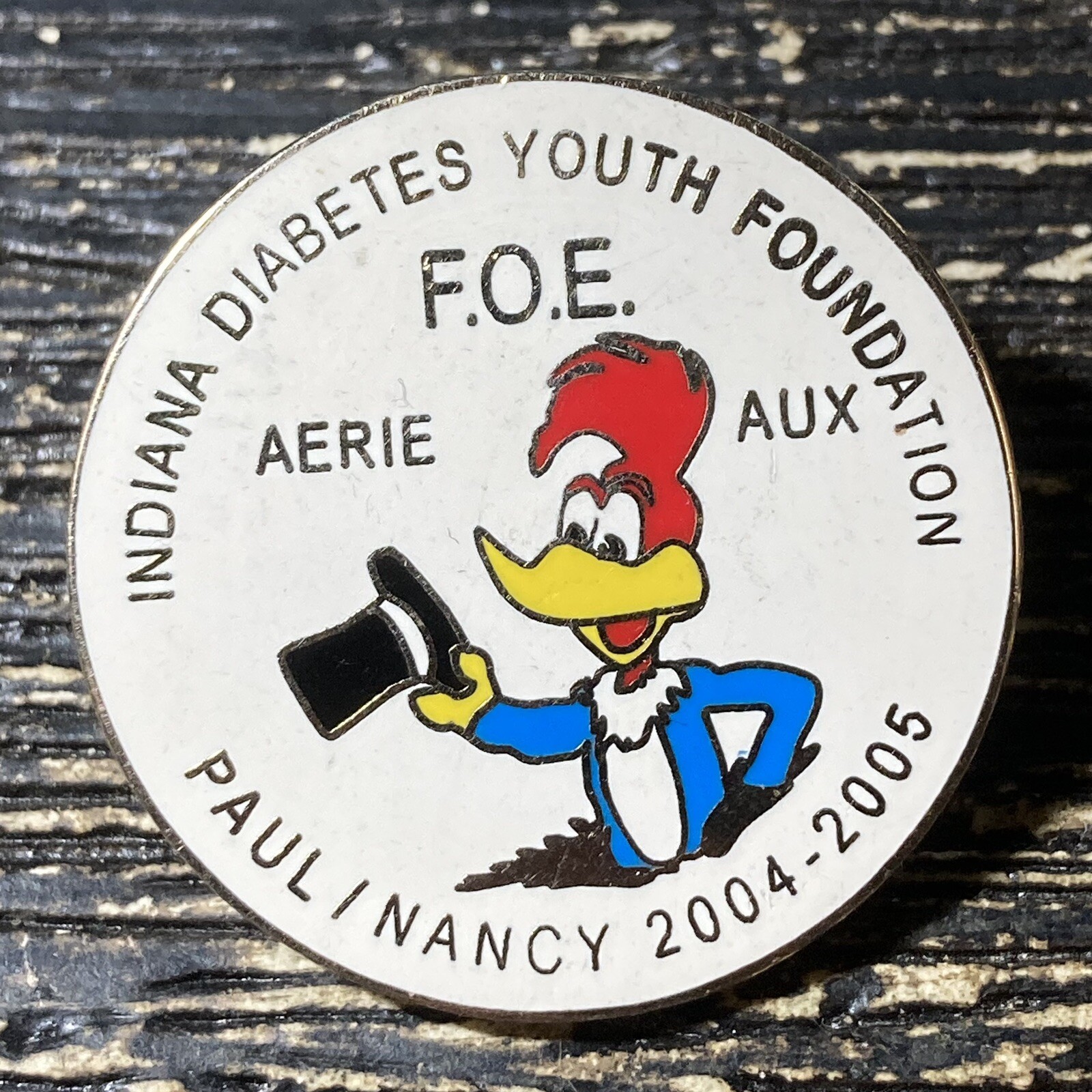 Indiana Diabetes Youth Foundation Woodpecker Lapel Pin Hat Vest EUC