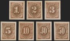 MOMEN: US #J15P2a-J21P2a PANAMA PACIFIC DUES SMALL DIE PROOFS LOT #94290-71