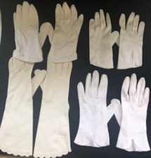 Vintage White/Cream Gloves. 1940  s. Size S. Collection of 4 Sets