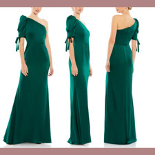 Ieena Mac Duggal Empress Green One-Shoulder Trumpet Gown Dress Size 10 $358