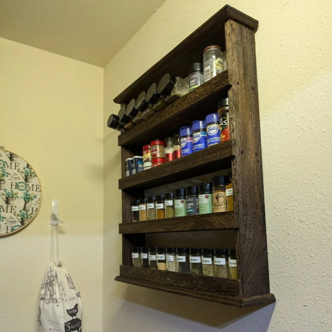Rustic 4Tier Wooden Spice Rack Desktop Wall Hanging Shelf Holder Kitchen Cabinet
Opens in a new wind