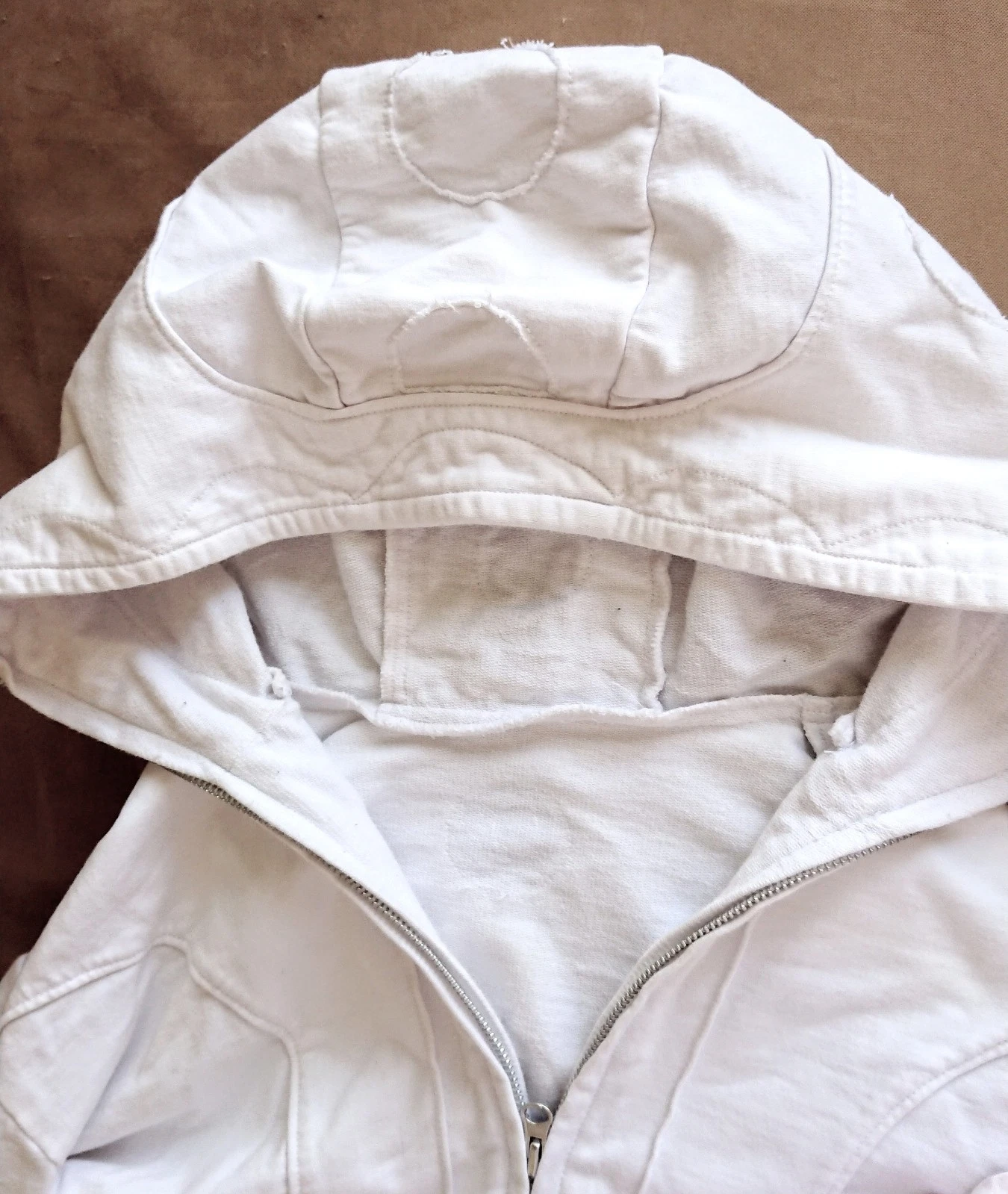 OFF WHITE Felpa con cappuccio HEATHEN Tribal in cotone bianco sporco taglia M