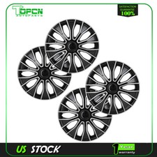 4pcs 15 Wheel Hub Caps Plastic Black And Silver Rim Covers For All Makes Models