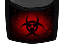 Biohazard Paint Splash Hexagon Red Truck Hood Wrap Vinyl Car Graphic Decal 