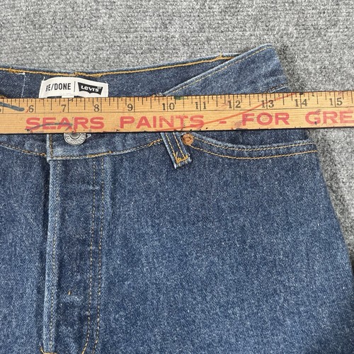 Vintage Levis Re/Done 501 Jeans Womens Dark Blue Button Fly Straight USA Made - Picture 15 of 18