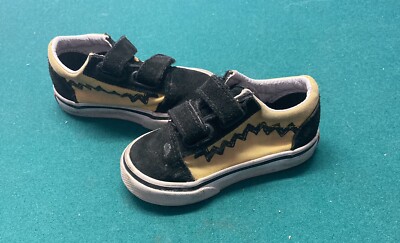Vans Charlie Brown Peanuts Shoes Size Toddler Black w/ Vel Cro