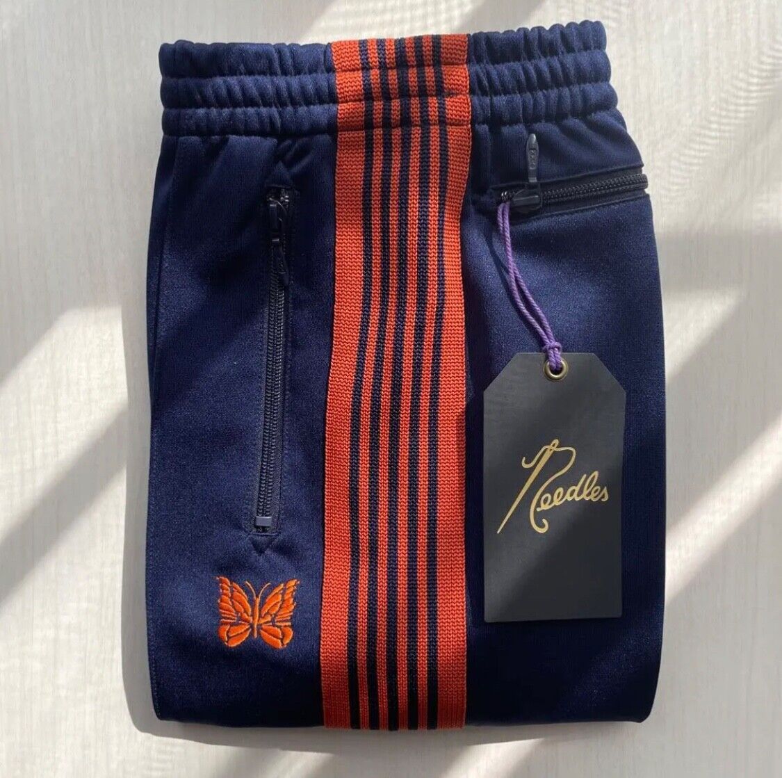 NEEDLES Track Pants Narrow Navy Orange Size-XS from Japan