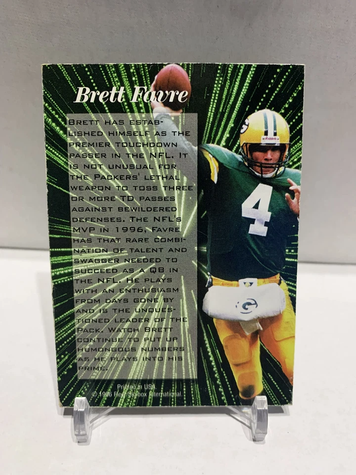 BRETT FAVRE - 1996 FLEER/SKYBOX MVP LENTICULAR REDEMPTION PRIZE CARD - Image 2 of 2