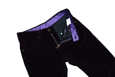 Billionaire Italian Couture Tapered 100% Polyester Purple Velour Pants