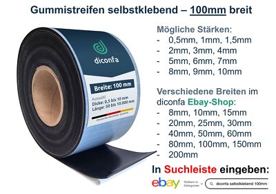 Gummistreifen 5mm Gummistreifen 300mm 30cm Breit - 1mm 2mm 3mm 4mm 5mm Stark - LÄNGE 0,05m Bis 10m 3 M Klebestreifen