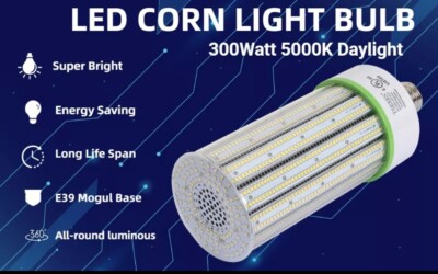 UL Listed 1000W Equivalent LED Corn Bulb, 300W E39 42,000 Lumens 5000K Daylight