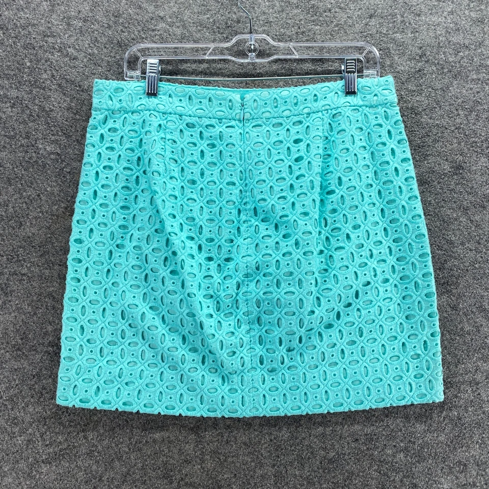 J. Falda Crew Mujer 6 Azul Crochet Línea A Midi Cremallera Forrada Algodón tiro medio Foto 2 de 4